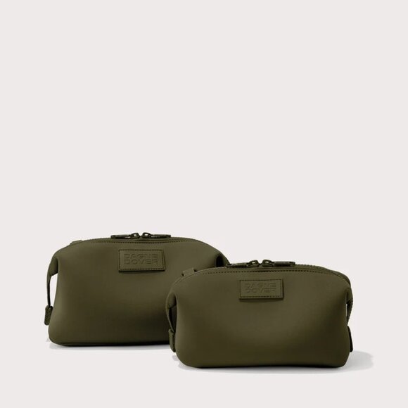 Dagne Dover Hunter Neoprene Toiletry Bag in Dark Moss, Large - Picture 3 of 10